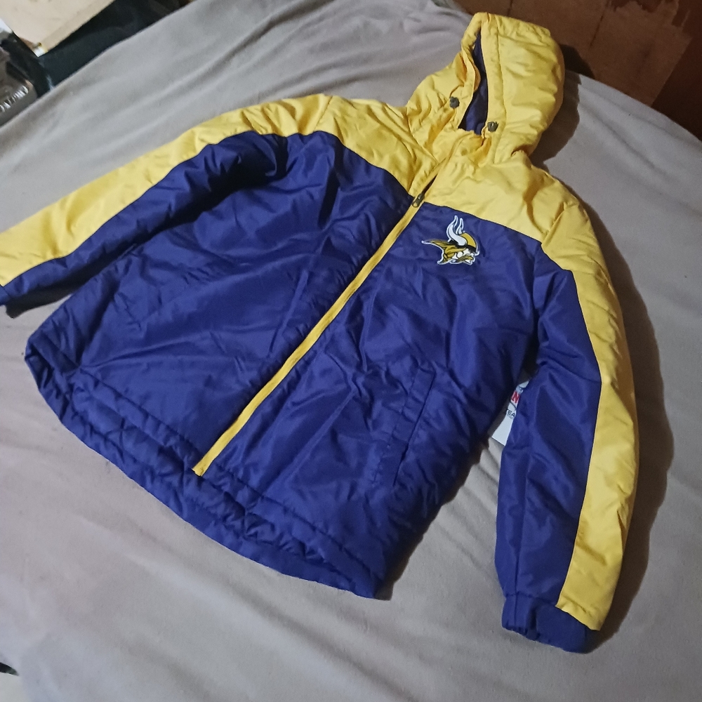 Vikings NFL Team Apparel Purple Yellow Zip Lightweight Starter Jacket
